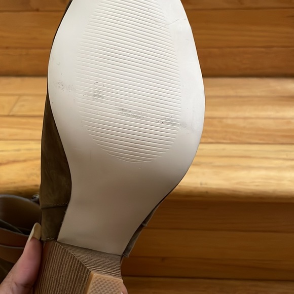 Olive Green Suede Open Toe Boots Size 8 - Picture 5 of 6